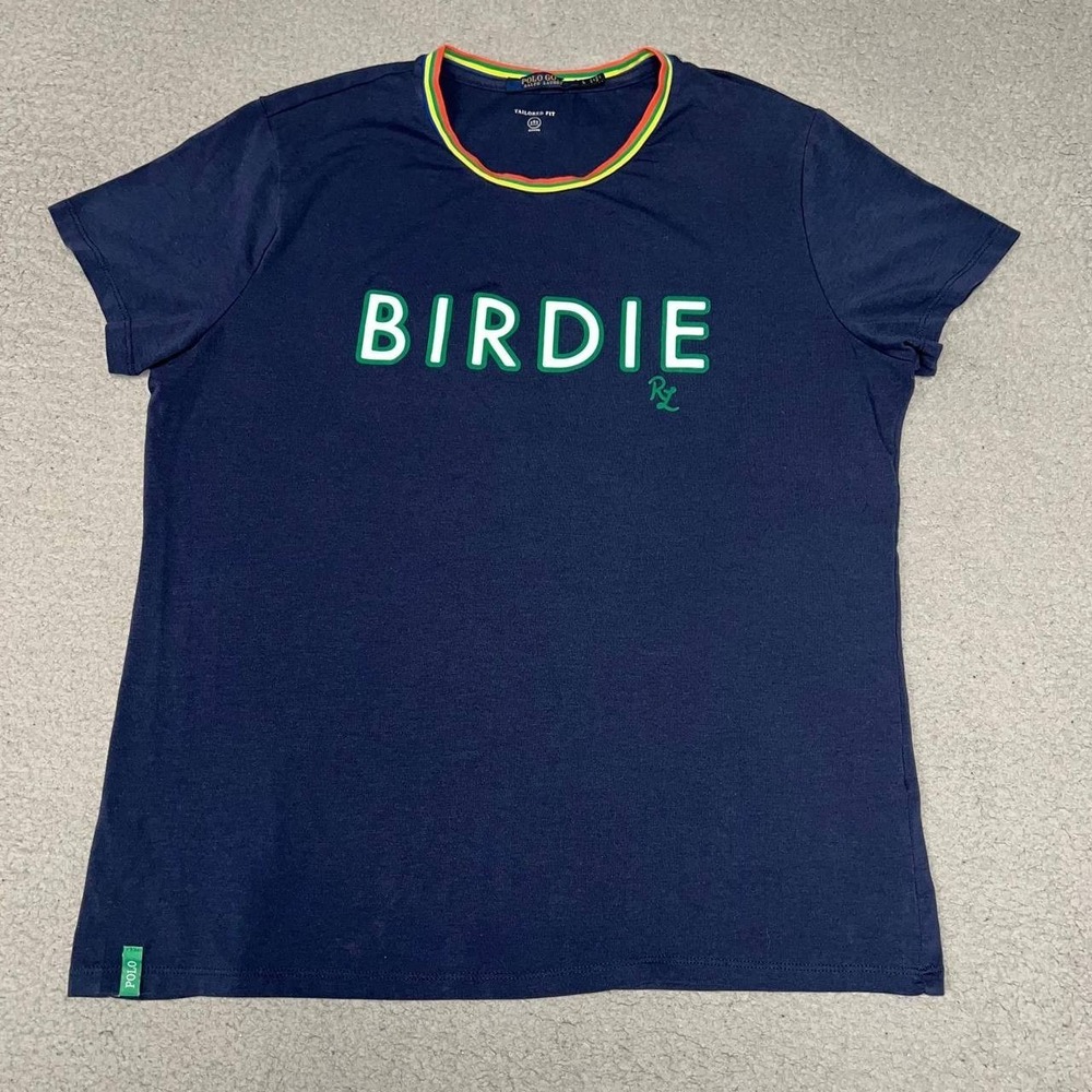 Polo Golf‎ Ralph Lauren Birdie T Shirt Women's Sz L Blue Ringer Tailored Wicking